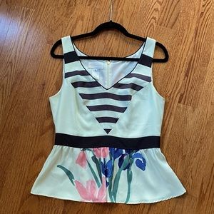 Silky peplum top with flowers and stripes from Anthropologie (Corey Lynn Calter)